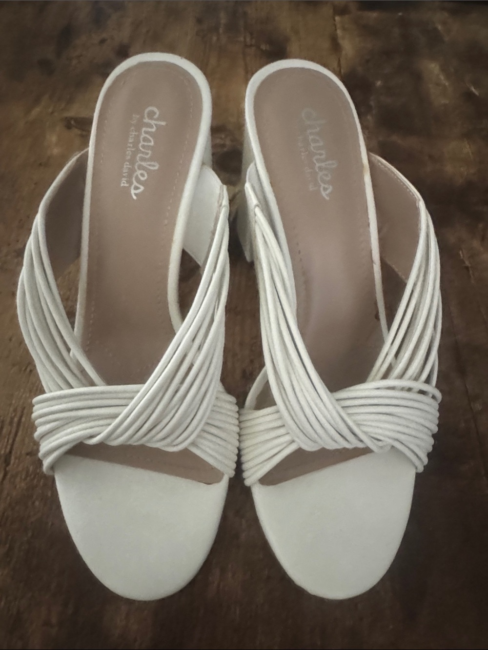 Charles By Charles David Ivory Multi-Strap Slip-On Mules
